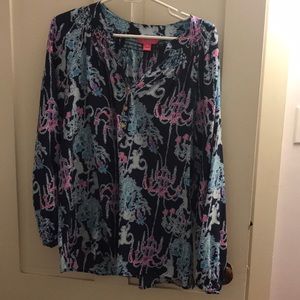 Lilly Pulitzer Elsa Top In Monkey Trouble